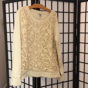 J crew crocheted sweatshirt large